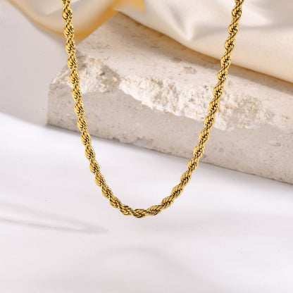 Fashion Stainless Steel Women's Twin Twisted Chain