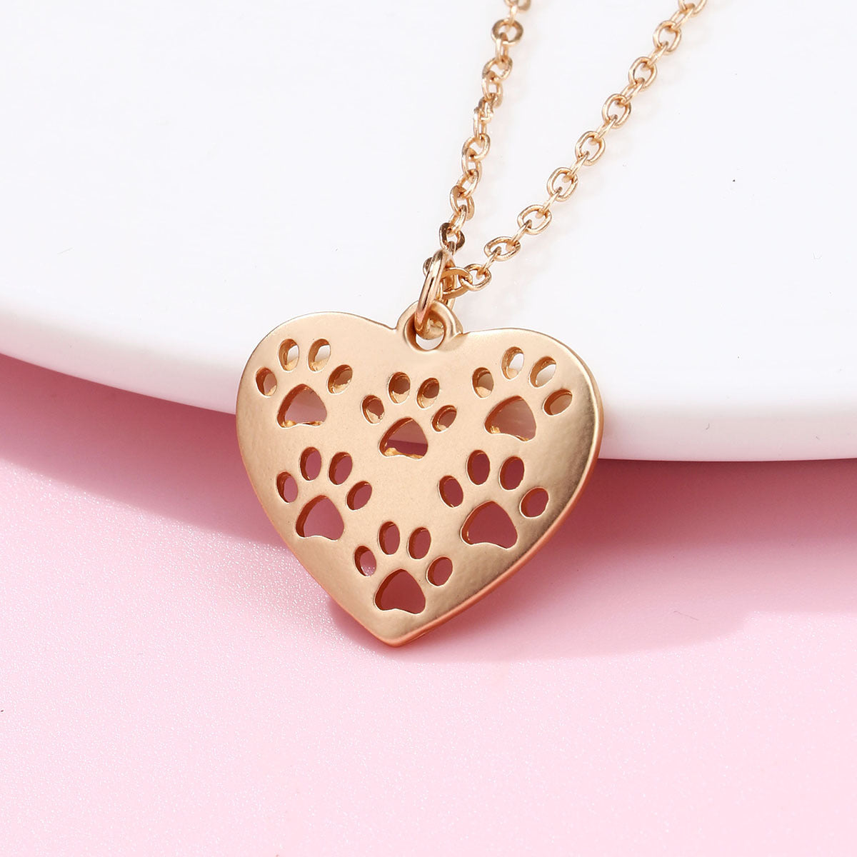 Heart Cat's Paw Necklace Hollow Design Alloy