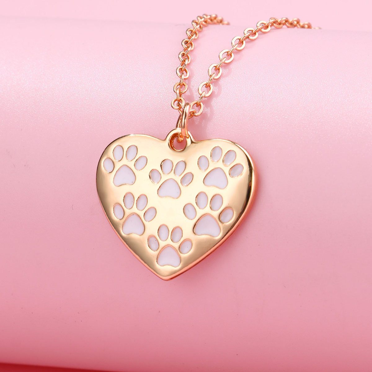 Heart Cat's Paw Necklace Simple Alloy Dripping Oil