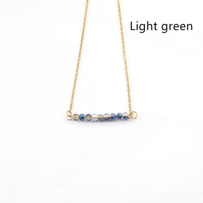 4mm Glass Stone Necklace Stainless Steel Chain